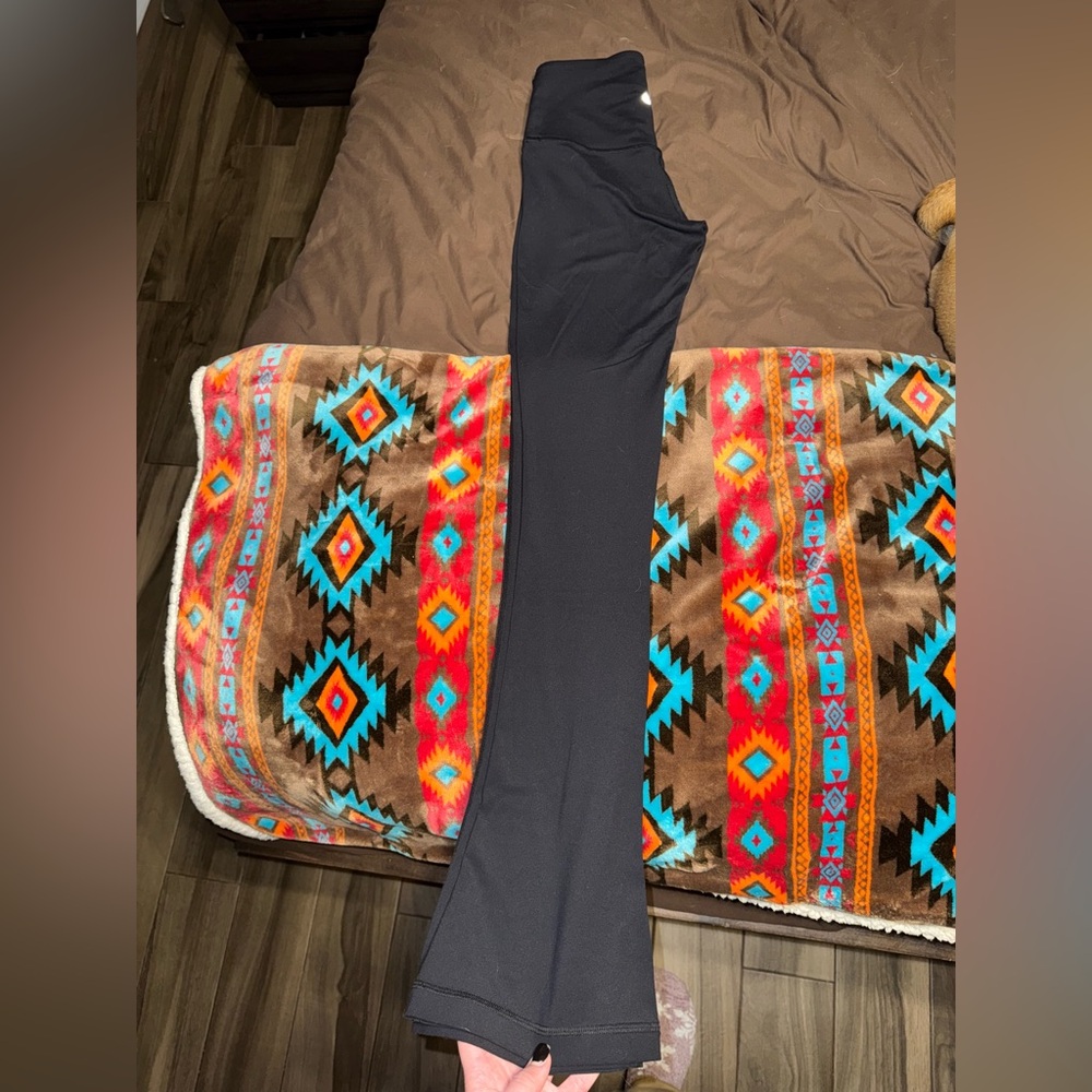 black lululemon high rise mini flare pant